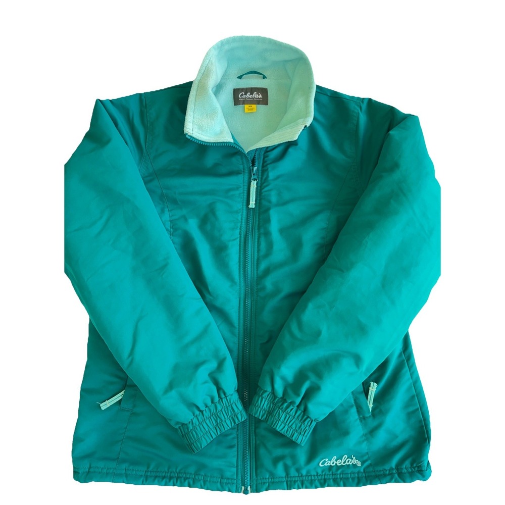 Cabela's Softshell Jacket Fleece Lined Full Zip Pockets Teal Green Women's M